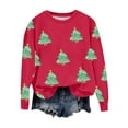 thumbnail image 3 of SELONE Sweatshirts for Women Crew Neck Christmas Tree Print pullover Shirts Drop Shoulder Soild Tops Cute Holiday Outwear, 3 of 4