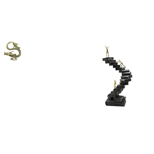 Escultura china de latón en miniatura, estatua de escalera de escritorio, pensador abstracto, adorno con artesanía de resina artística, adecuada para