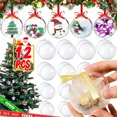 thumbnail image 2 of 1/12 bolas navideñas colgantes de plástico hueco transparente rellenables para hacer tú mismo, adornos colgantes para árbol de Navidad, regalos para fiestas en el hogar, caja de decoración, 2 of 5