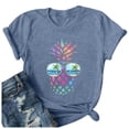 thumbnail image 4 of Trendfront Womens Pineapple T Shirts Crewneck Short Sleeve Graphic Tropical Beach Sunglasses Print Casual Vacation Summer Tee Tops, 4 of 4