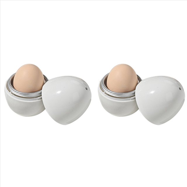 2X Vaporera de Huevos para Microondas, Mini Electrodoméstico para Calentar Huevos, Caja para 1 Huevo.