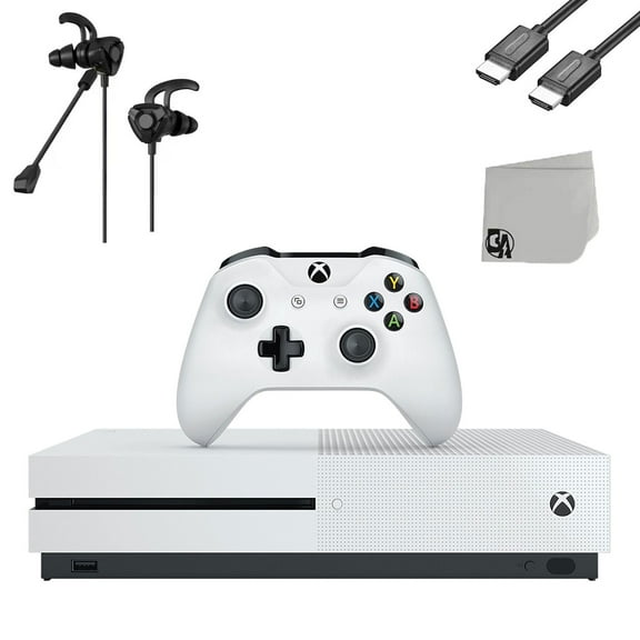 Pre-Owned Microsoft Xbox One S 500GB White Gaming Console   G9 Earbuds With Microphone BOLT AXTION Bundle Used