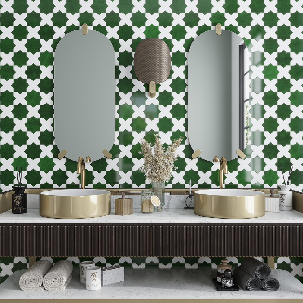 Siena 5.35 in. x 5.35 in. Glossy Green Ceramic Star-Shaped Wall and Floor Tile (5.37 sq. ft./case) (27-pack)
