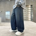 thumbnail image 6 of Ccpelsie Boys Baggy Jeans for Kids Teen Casual Straight Wide Leg Cargo Jeans Y2K Loose Elastic Waist Denim Pants Trousers with Pockets(A01-Blue,12-14 Years), 6 of 7