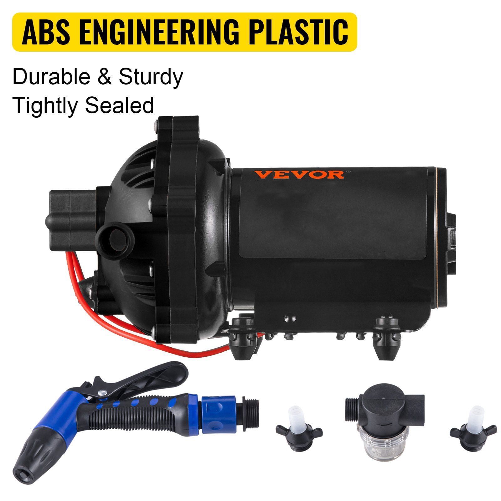 5.3 GPM 12V RV Water Pump with 25ft Hose, 70 PSI Diaphragm Pump for Marine Washdown