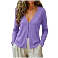 thumbnail image 7 of COMVALUE Cardigan Sweaters for Women Trendy Button Down Open Front Cardigans Lightweight Long Sleeve Fall Outfits Clothes Purple M, 7 of 7