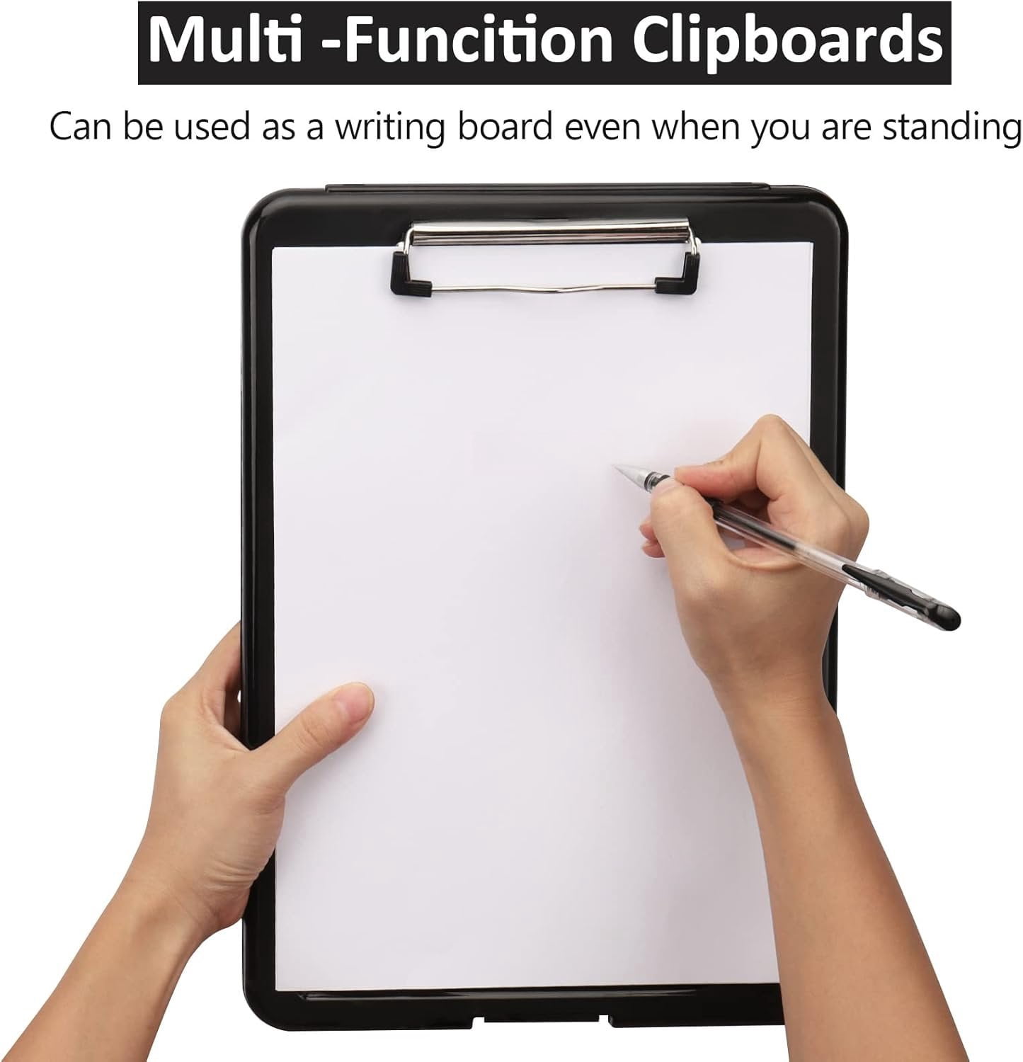 Clipboard with Storage,Storage Clipboard with Clip,Clipboards Foldable for Nurse,for 8.5x11 Paper Clip Boards,A4 Clipboards Case with Smooth Writing for Office Supplies Clip Board Case-Black