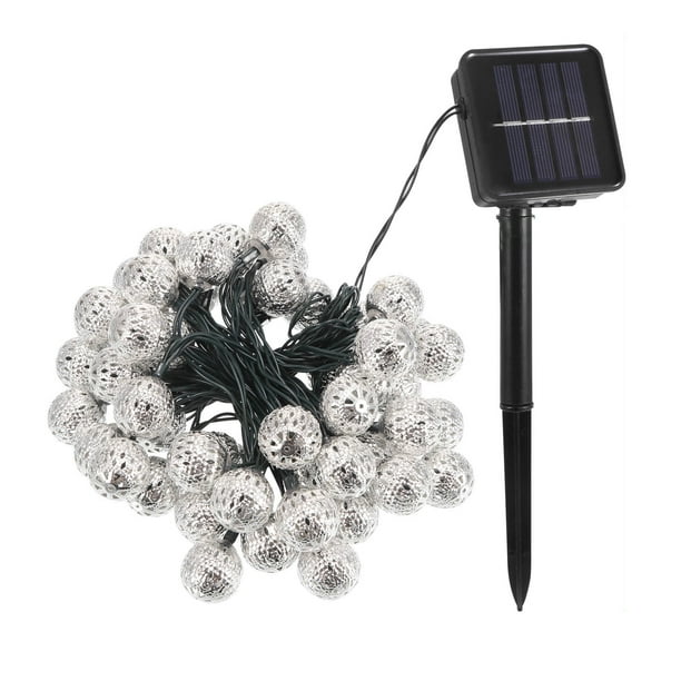 Cadena Lámparas Con Energía Solar Cadenas Bola De Plata Hueca Decoración Bombilla Iluminación Led Decoración Con 2 Modos De Iluminación Para Patio Jardín Bar Pasarela Fiesta En El Patio 16.4Ft 30Led Advancent HA027237-02