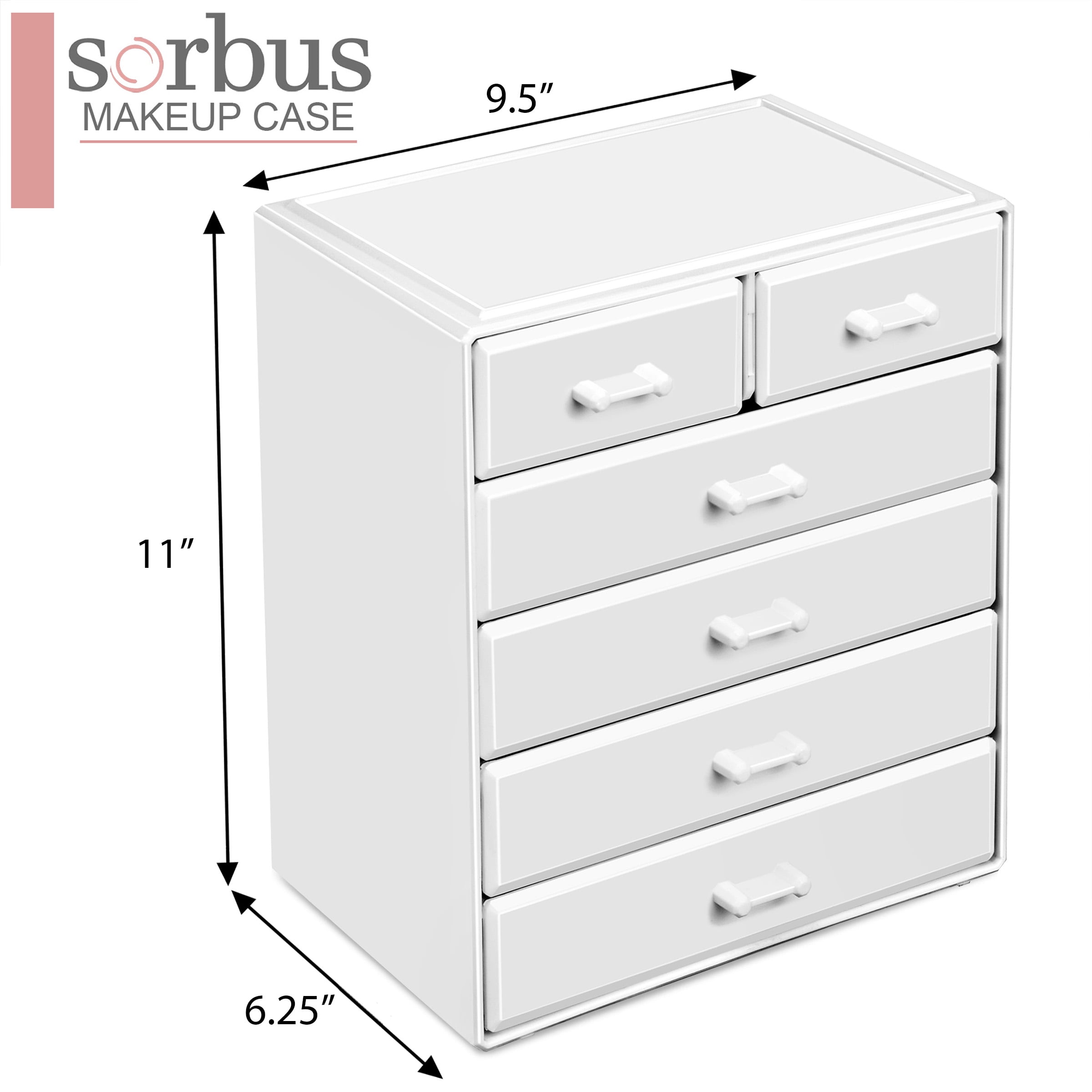 Sorbus Acrylic Makeup Organizer - Organization and Storage Case for Cosmetics Make Up & Jewelry - Large Makeup Organizer for Vanity, Bathroom, College Dorm, Closet, Desk (4 Large, 2 Small Drawers)