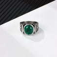 thumbnail image 4 of Men's Titanium Steel Ring With Natural Stone Inlay Vintage Irregular Drop Shaped Band for Him Everyday Classic, 4 of 5