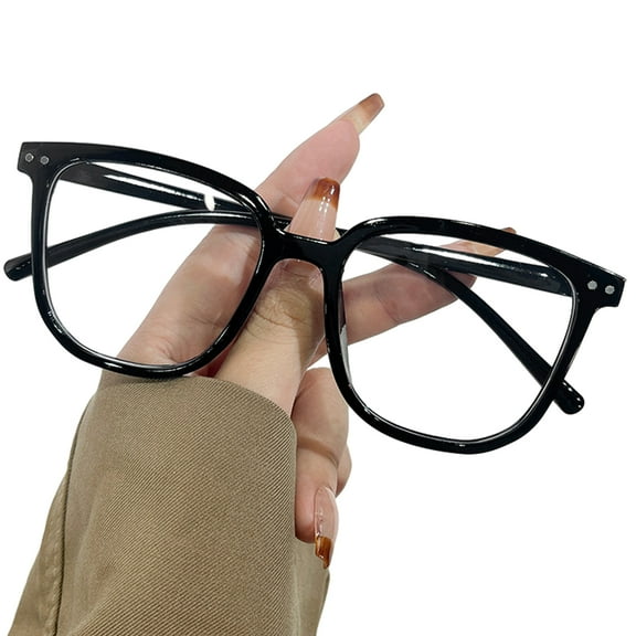 Xinwanna Unisex Blue Light Blocking Glasses Retro Large Oval Frame Clear View Strong Hinge with Brim Eye Protection Clear Bluelight Glasses Spectacles Eyeglasses Eyewear (Black)