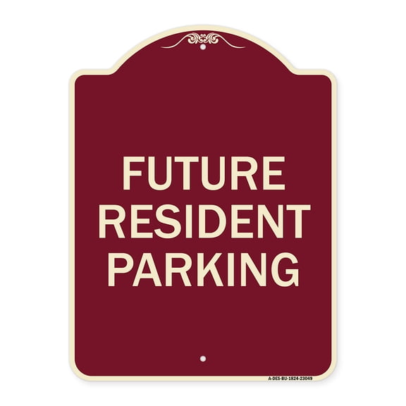SignMission Designer Series Sign - Reserved Parking Sign Future Resident Parking | Burgundy 18" x 24" Heavy-Gauge Aluminum Architectural Sign | Protect Your Business & Municipality |