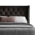 thumbnail image 5 of Home Design Homer Twin Button-Tufted Wingback Upholstered Panel Bed Frame with Nailhead Trim design for Adult, Brown, Easy Assembly, 5 of 7