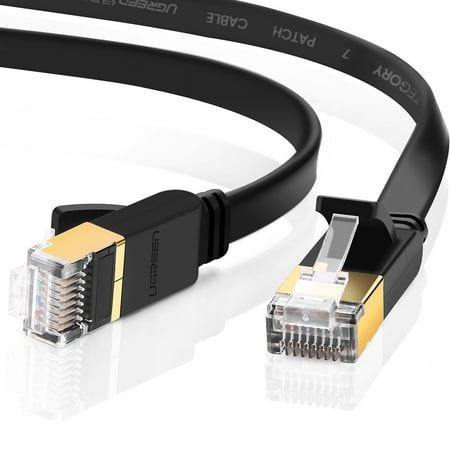 UGREEN Ethernet Cable, Cat 7 Gigabit LAN Network RJ45 High-Speed Patch Cord Flat Design 10Gbps for 600Mhz/s STP for Raspberry Pi 4, Console, PS3, PS4, Switch, Router, Modem, Patch Panel, PC (3FT)