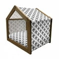 thumbnail image 2 of Fleur De Lis Pet House, Abstract Flower Pattern European Western Civilization Inspirations Baroque, Outdoor & Indoor Portable Dog Kennel with Pillow and Cover, 5 Sizes, Black White, by Ambesonne, 2 of 5