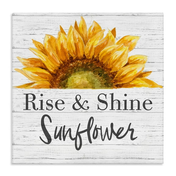 Stupell Industries Rise and Shine Sunflower Yellow Farm Floral Canvas Wall Art by Patricia Pinto