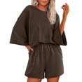 thumbnail image 2 of QATAINLAV Summer Two Piece Outfits for Women 2025 Matching Set Loose Casual Short Sleeve Tops and Elastic Waist Shorts Lounge Sets with Pocket Brown M Ofertas en Walmart, 2 of 8