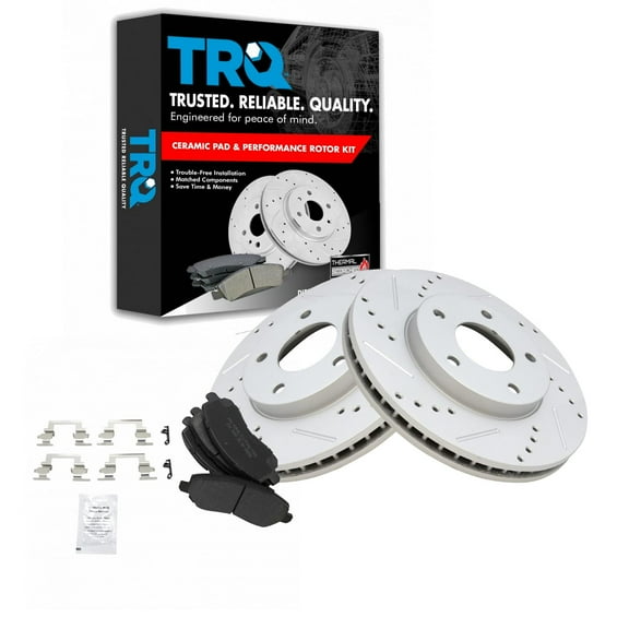 TRQ Front Brake Performance Rotor & Metallic Pad Kit Fits Select Chrysler Dodge