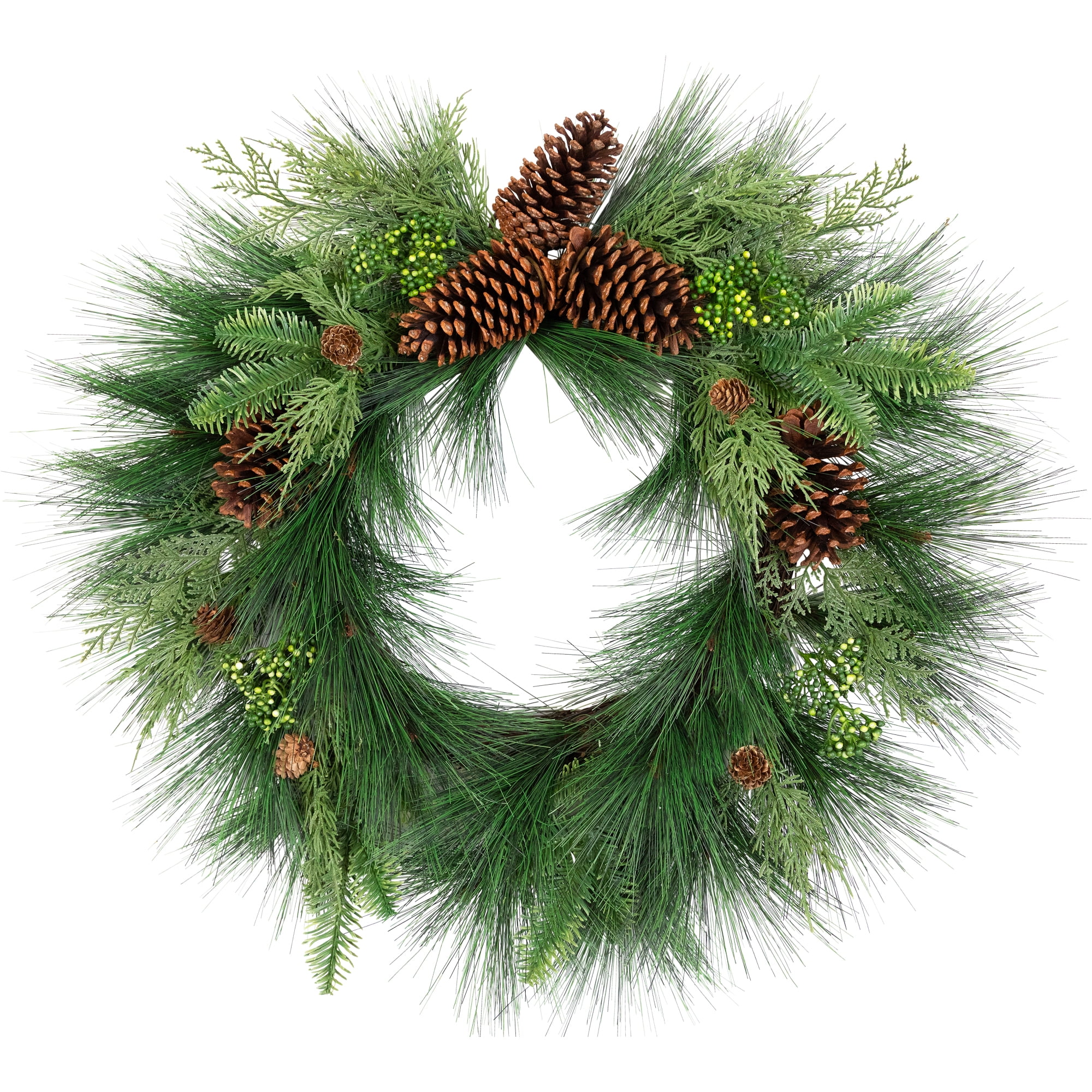 Long Needle Pine Berries and Pinecone Artificial Christmas Wreath - 26" - Unlit