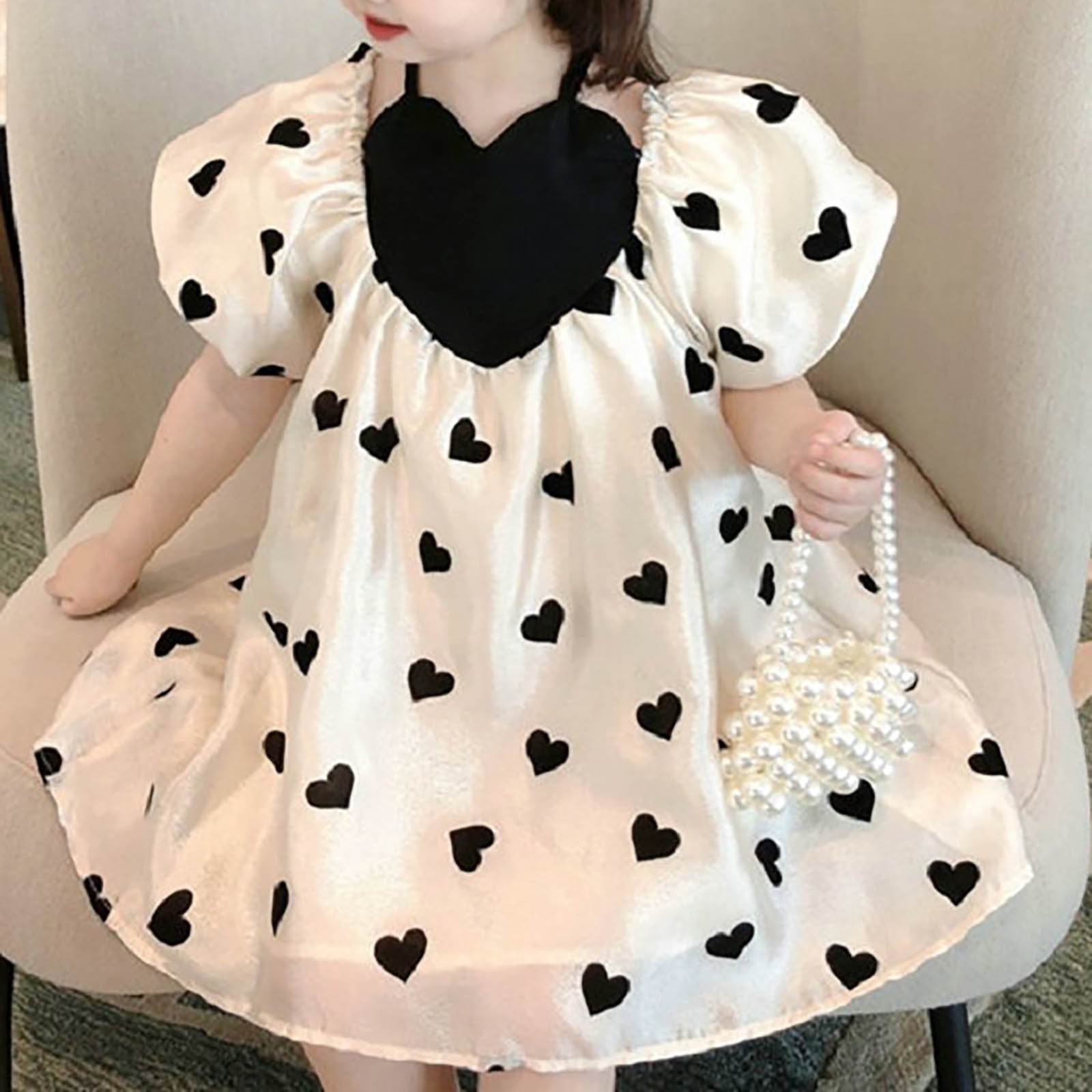 EDFBUYKRS Robe en Dentelle à Pois pour Fille Robe à Manches