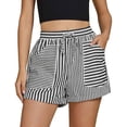 thumbnail image 2 of OIUUAK Striped Shorts for Women High Waisted Beach Casual Pull On Elastic Waist Summer Shorts with Pockets, Light Weight Pants for Women Summer, Lightweight Summer Pants Women, Summer Pants, 2 of 2