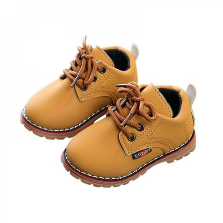 

KOOYET Autumn Children Shoes Boys Boots Winter Girls Fashion Leather Martin Boots Kids Montorcycle British Style Boots for Boy