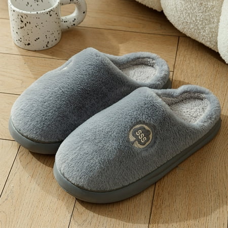 

Aueoeo Womens Bedroom Slippers Warm Winter Plush Slippers for Women Thick Sole Cute Indoor Slip on Home Bedroom Shoes Fleece Lined Slippers