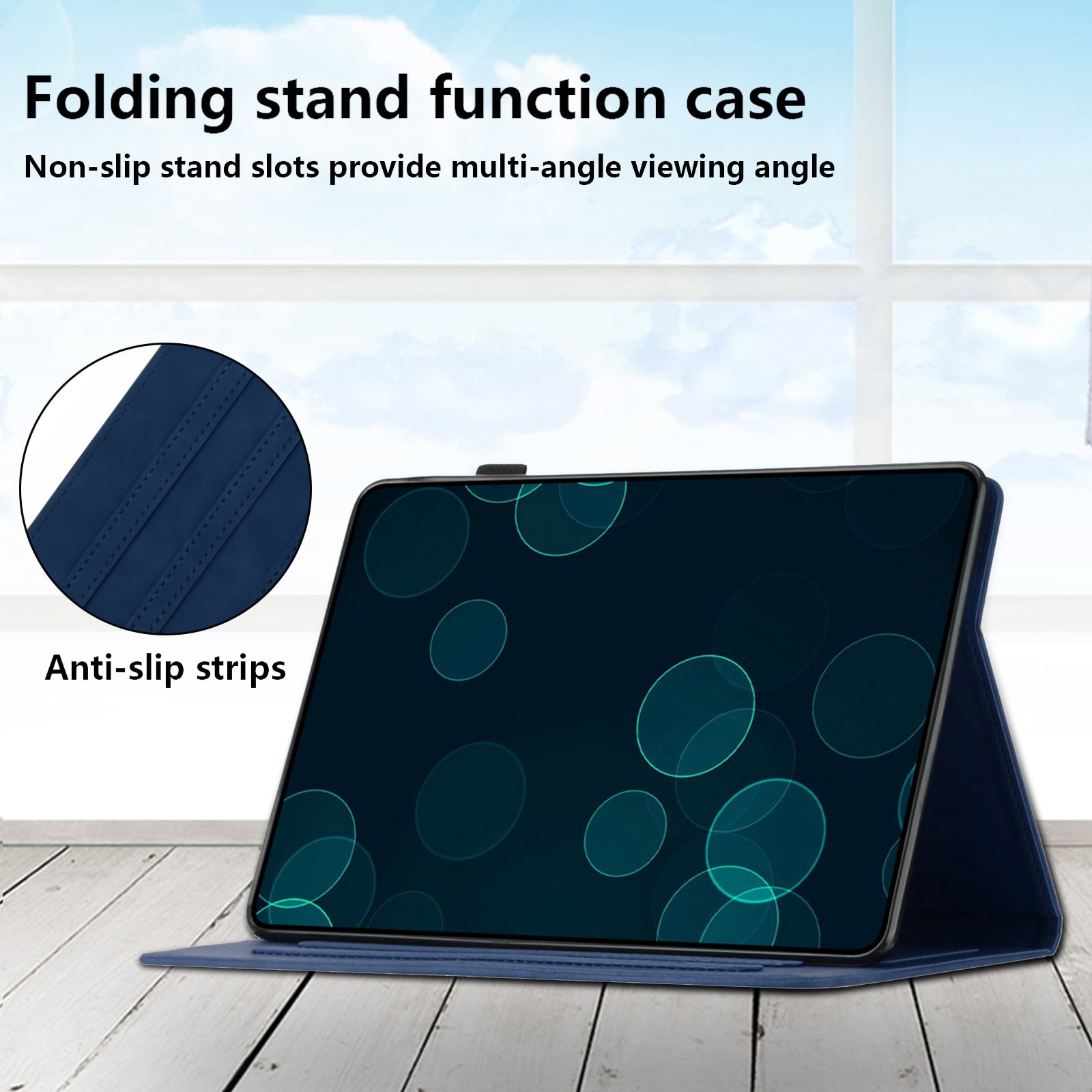 Allytechgroup for iPad (A16) 11th Generation 11 inch Case 2025 with Stand/Pencil Holder/Card Pockets/Magnetic Closure Smart Embossed Palm Tree PU Leather Folio Wallet Cover, [Auto Wake/Sleep], Blue