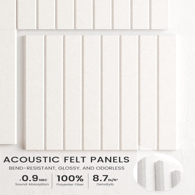 Large Cork Board Alternative, 47 x35" Felt Bulletin Board Tiles, Adhesive Tabs, 12-Pack Slat Wall Paneling, Cork Boards for Office Push Pin Board Felt Board,white