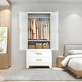 thumbnail image 2 of EROSOEI Metal Freestanding Armoire Wardrobe Clost With Hanging Rod and Drawers, 2 of 6