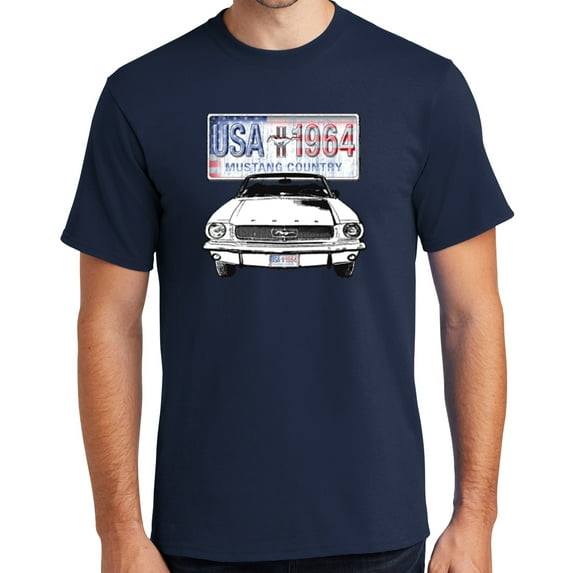 Buy Cool Shirts '64 Ford Mustang Country Cotton T-shirt, 6XL Navy Blue
