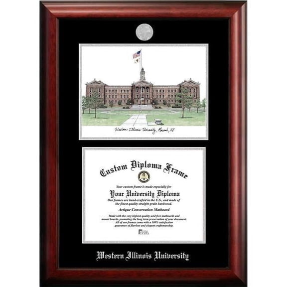 Campus Images IL978LSED-1185 11 x 8.5 in. Western Illinois University Silver Embossed Diploma Frame with Lithograph