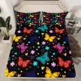 thumbnail image 2 of Homewish Moth Butterfly Insect Twin Sheet Sets, Floral Love Heart Twin Fitted Sheet, Black Cartoon Animal Flat Sheet, Super Cozy Room Decor, 3 Pieces, 2 of 7