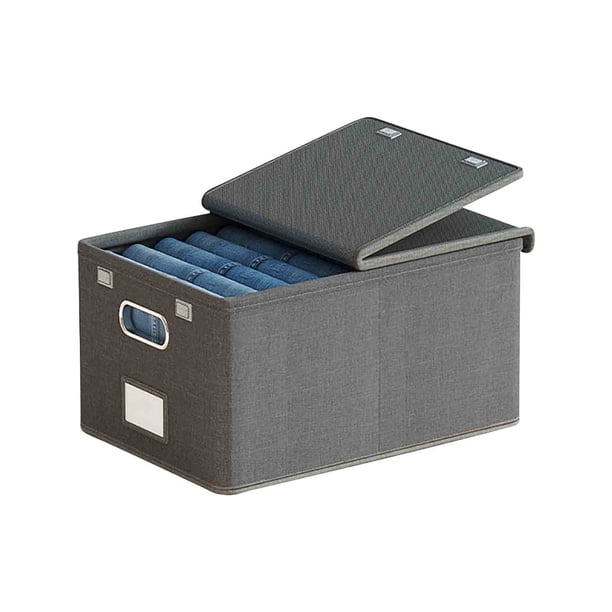 Fiudx Ofertas relámpago Caja de almacenamiento plegable con cubierta integrada para ropa, caja de almacenamiento con tapa para clasificación de ropa del hogar, caja de almacenamiento para guardarropa