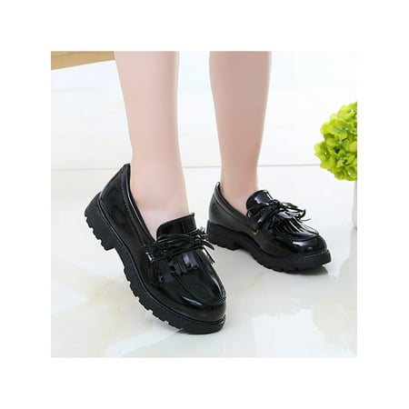 

Lacyhop Girls School Mary Jane Shoes Girl s Performance Breathable Low Top Dress Shoes Non slip Tassel Flats