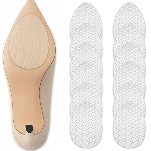 6 Pairs Clear Non Slip Shoe Pads for Heels – Anti-Slip Grip Inserts for Pumps, Stilettos & Dress Shoes, Invisible Traction Stickers for Pointed Toe Soles