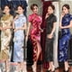 thumbnail image 1 of Vestido chino ajustado para niña, estilo joven, de manga corta, estilo cheongsam, de primavera, con brocado largo, 1 of 5