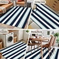 thumbnail image 6 of Area Rug 48×72in, Navy Blue Turquoise Stripes Floor Carpet Living Room Rug, Modern Minimalist Art Non-Slip Welcome Mat Indoor Rugs for Bedroom Dining Room, 6 of 9