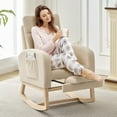 thumbnail image 2 of Nursery Rocking Chair with Footrest,Upholstered Glider Rocker with Side Pocket, USB Charging Port & Wood Legs, High Back Nursing Chair for Living Room & Bedroom, 2 of 8