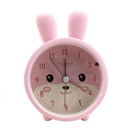 Children Cute Animal Cat Alarm Clock Silent Non Ticking Clock Night Light Travel Clock