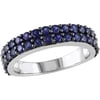 1-7/8 Carat T.G.W. Created Blue Sapphire Sterling Silver Double-Row Semi-Eternity Ring