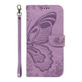 thumbnail image 2 of SaniMore Wallet Case for Samsung Galaxy A54 5G, PU Leather Embossed Butterfly Flip Folio Cover Card Holder [Kickstand][Wrist Strap] All Arpund Protective Shockproof Shell, Purple, 2 of 18
