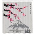 thumbnail image 3 of Ambesonne Japanese Shower Curtain, Fujiyama Cherry Blossoms, 69"Wx84"L, Grey Black and Pink, 3 of 3