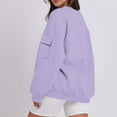 thumbnail image 6 of Zpanxa Sweatshirt for Women Long Sleeve Crewneck Pullover Tops Cute Solid Color Shirts with Pockets Fall Winter Fashion Clothes for Women Teen Girls Purple S, 6 of 6