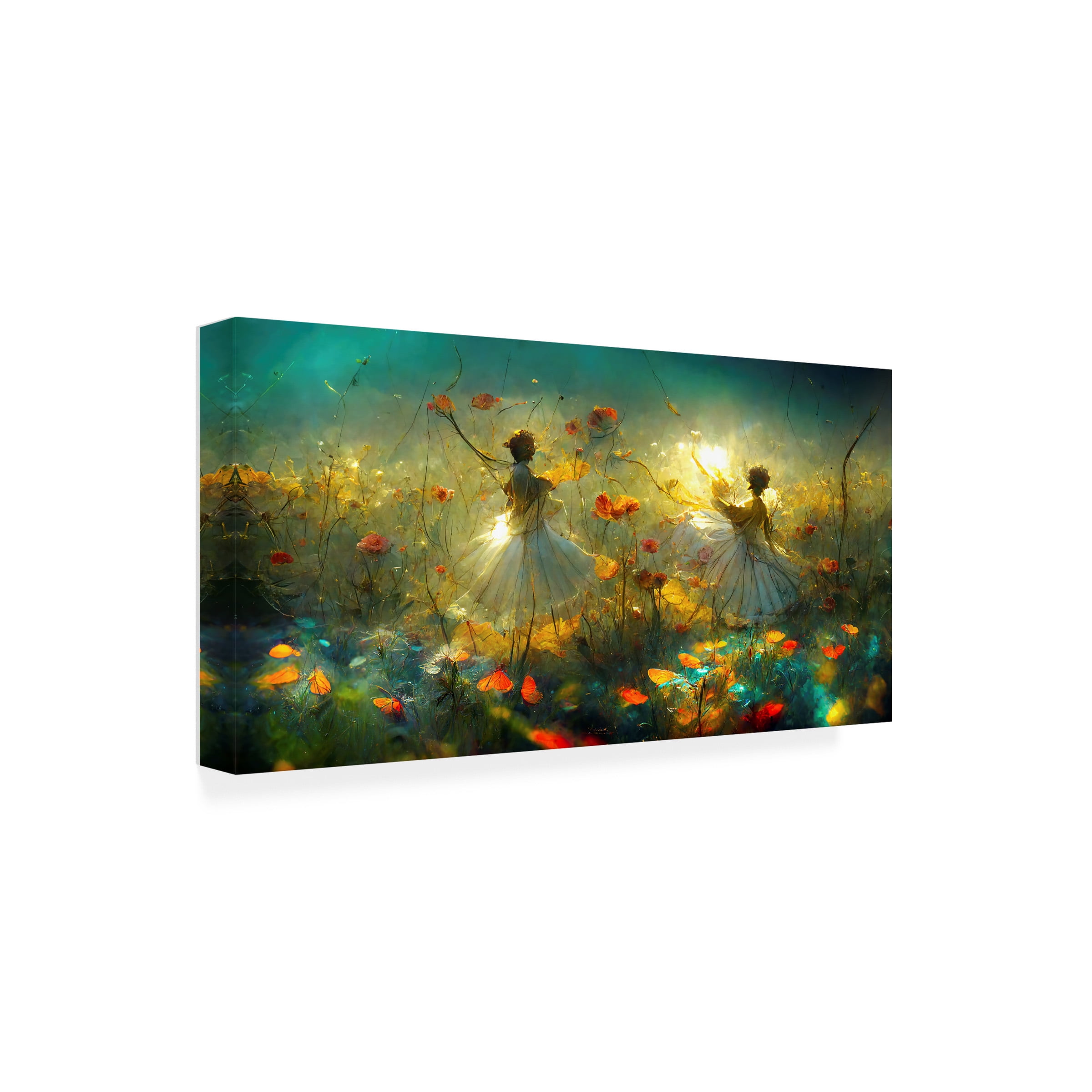 Canvas Wall Art - Ray Heere 'Flower Dance 5' Wall Art for Living Room, Bedroom, or Office DÃ©cor by Trademark Fine Art - 19 x 10 Inches