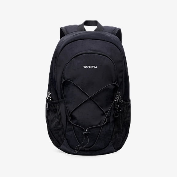 WATERFLY Unisex 12L Small Drawstring Lightweight Travel Hiking Backpack Daypack,Black