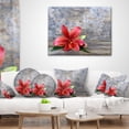 thumbnail image 3 of Designart Beautiful Fallen Red Lily Flower - Floral Throw Pillow - 16x16, 3 of 4