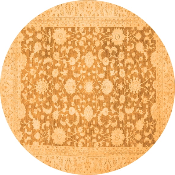 Ahgly Company Indoor Round Oriental Orange Traditional Area Rugs, 4' Round