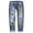 A Sky Blue-3768, variant on Tummy Control Jeans for Women's Ripped Boyfriend Jeans Distressed Stretch Floral Patches Womens Straight Leg Jeans Size L