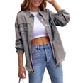 thumbnail image 1 of FOCUSNORM Women's Spring Autumn Denim Coat Lapel Long Sleeve Solid Color Button Up Ripped Jacket, 1 of 8